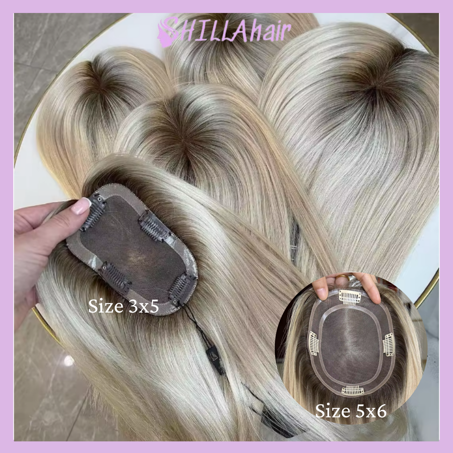 Luxury Hair Mono Base Real Human Hair Toppers