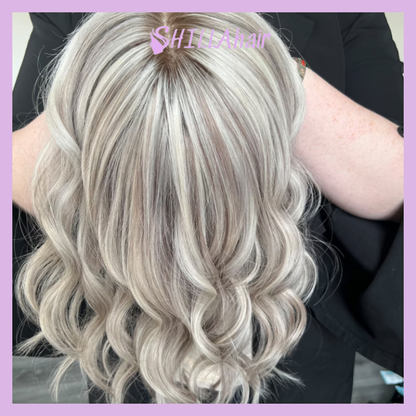 Balayage Ash Blonde Colors Luxury Human Hair Toppers