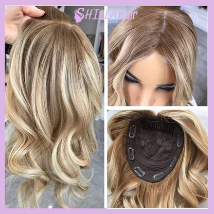 Balayage Ash Blonde Colors Luxury Human Hair Toppers