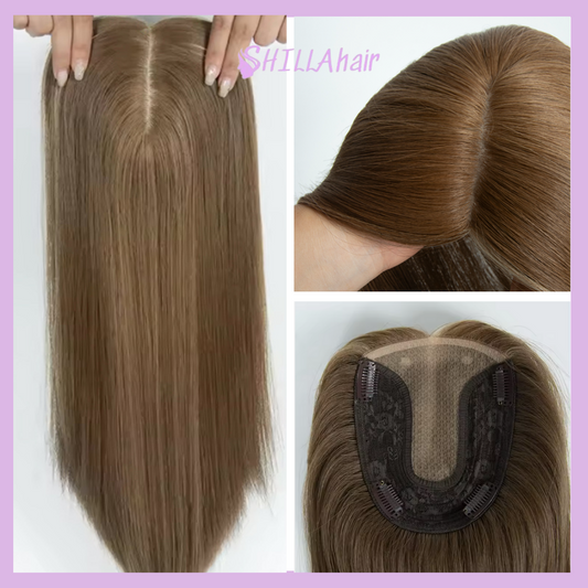 Silk Base Clip In Human Hair Topper For Women