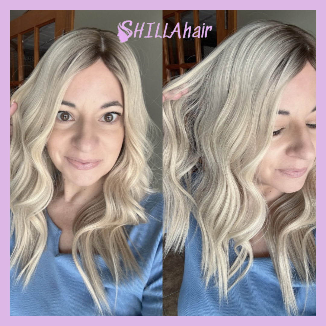 Silk Base Balayage Ice Blonde Colors Luxury Human Hair Toppers