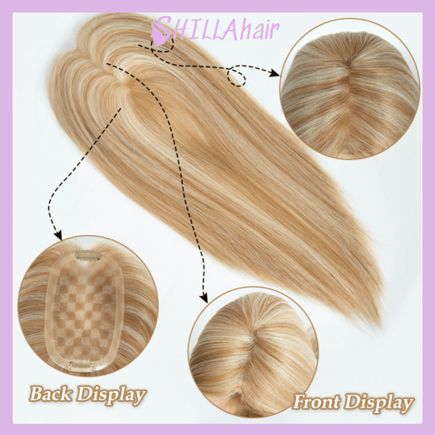 Highlight European Human Hair Toppers Mono Base