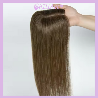 Mono Base Mix Brown Colors Real Human Hair Toppers