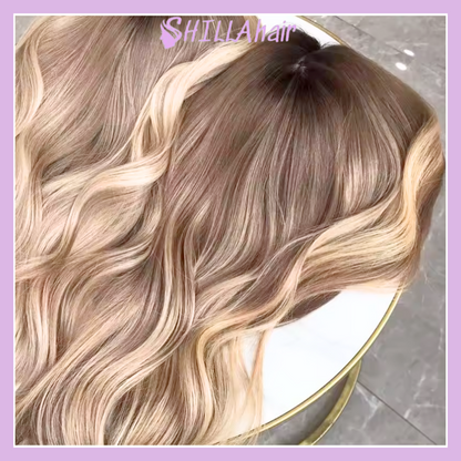 Balayage Ash Blonde Colors Luxury Human Hair Toppers