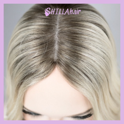 Silk Base Balayage Ice Blonde Colors Luxury Human Hair Toppers