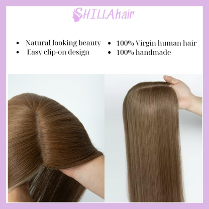 Silk Base Clip In Human Hair Topper For Women