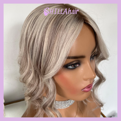 Silk Base Balayage Ice Blonde Colors Luxury Human Hair Toppers