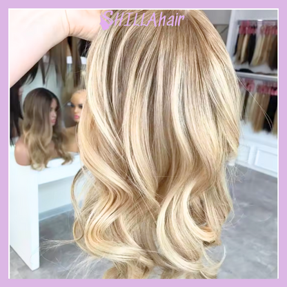 Balayage Ash Blonde Colors Luxury Human Hair Toppers