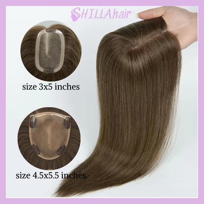 Mono Base Mix Brown Colors Real Human Hair Toppers