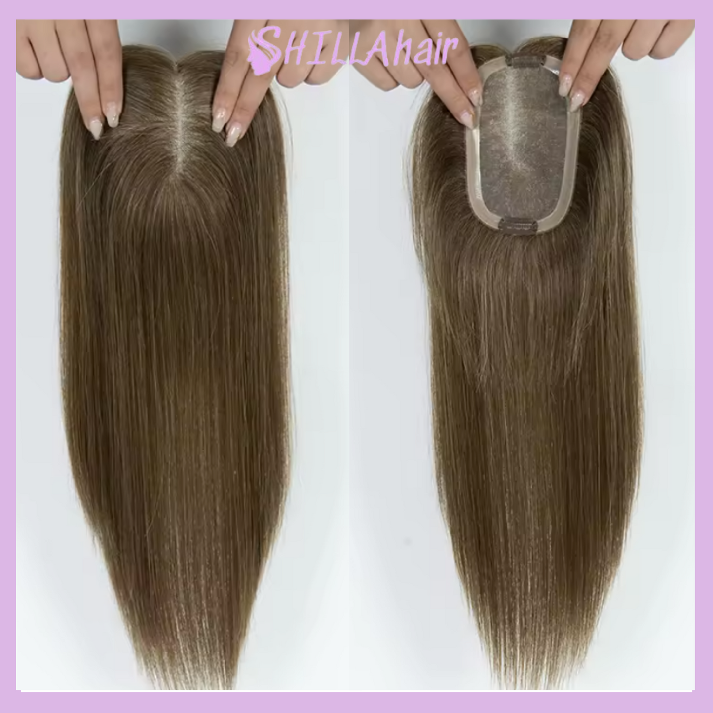 Mono Base Mix Brown Colors Real Human Hair Toppers