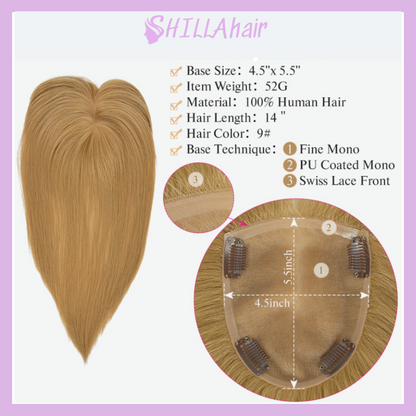 Dark Blonde Mono Base Human Hair Toppers